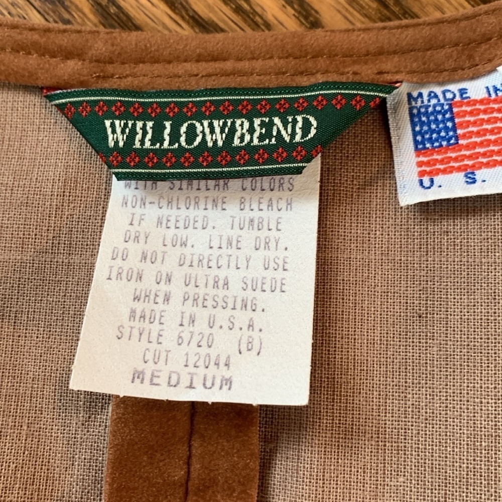 Willowbend sz M suede feel vintage made in USA zip front vest - Picture 4 of 6